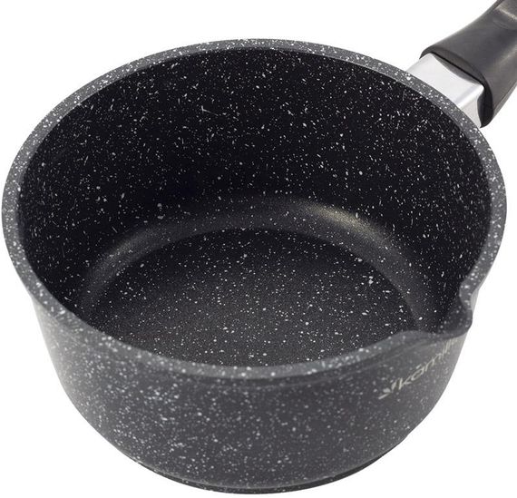 Ківш Kamille Black Marble Ø16см індукційний, зі скляною кришкою | Зображення 4