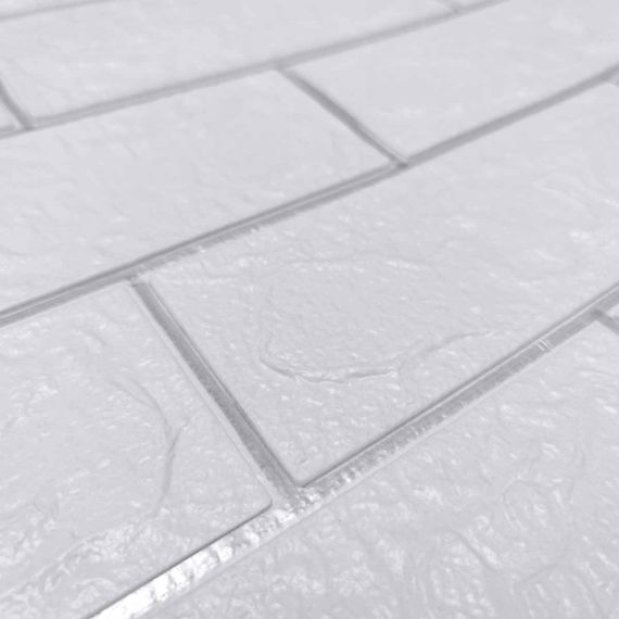 Самоклеюча 3D панель цегла біла смужка срібло 700х770х3мм (100-3) SW-00000752 | Зображення 1