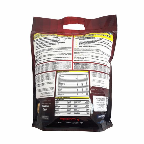 Гейнер Megabol Gainer 737 (30% protein ) 3000g (Raspberry) | Зображення 1