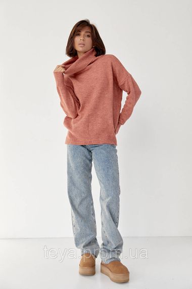 Женский свитер oversize с разрезами по бокам цвет коралловый FL_000869 | Зображення 2