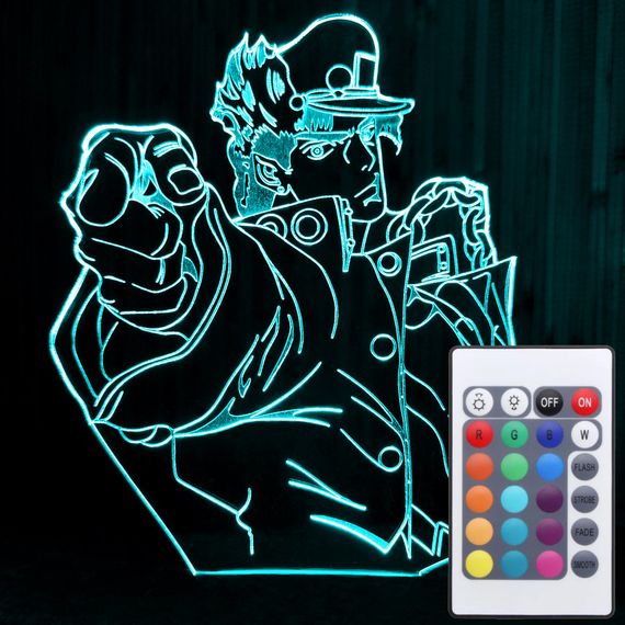 Акриловий світильник-нічник з пультом 16 кольорів Джотаро Куджо (ДжоДжо) tty-n001015