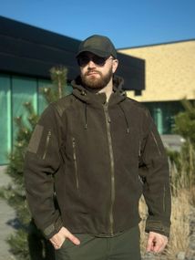 Тактична Куртка Олива мікрофліс з Капюшоном Military Olive