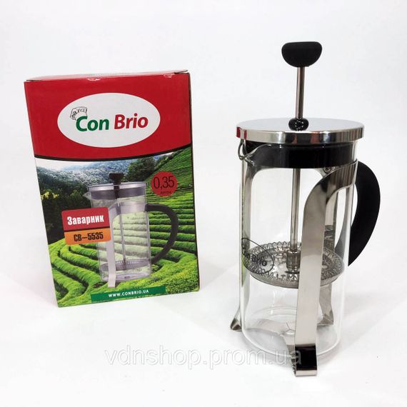 Скляний чайник з фільтром для заварювання чаю Con Brio CB-5535 350 мл, Заварник для чаю з пресом PV-55 | Зображення 3