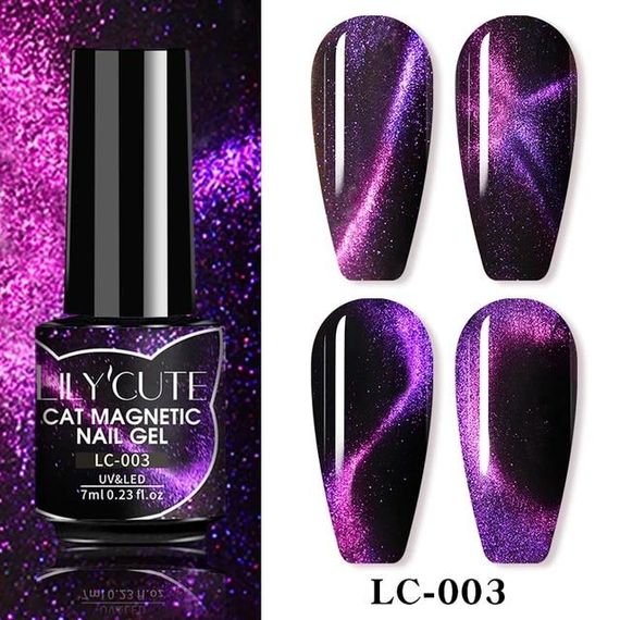 Гель-лак магнітний світловідбивний 9D котяче око Всесвіт LILYCUTE Soak-Off UV/LED 7 мл LC-003