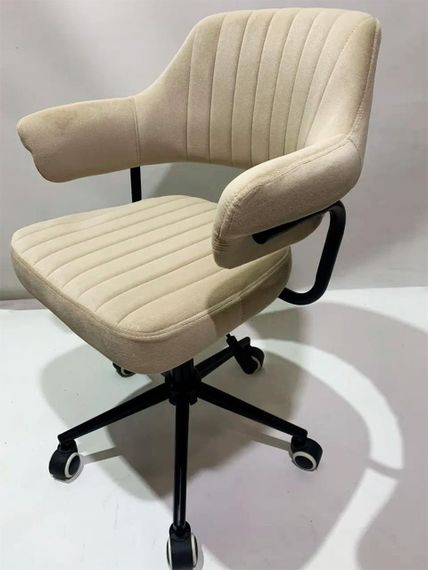 Крісло Jeff BK-Modern Office велюр бежевий B-1032 на чорній нозі-хрестовині модерн з колесами