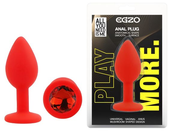 Силіконова анальна пробка EGZO - Silicone Red Round Plug Red, size S Sex Aura