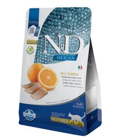 Сухий корм із оселедцем для стерилізованих котів Farmina N&D Ocean Herring & Orange Neutered Cat Adult, 300 гр