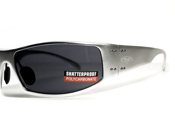 Окуляри захисні Global Vision Bad-Ass-2 Silver (gray), сірі в сріблястій металевій оправі | Зображення 2