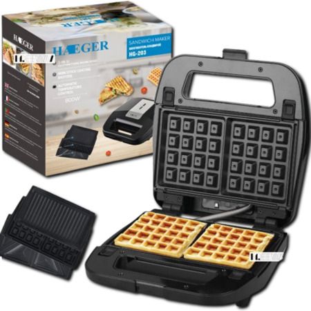 Вафельниця мультипекарь 3в1 чорна XPRO HG-203 (HG-203_921) | Зображення 5