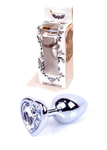 Анальна пробка - Jewellery Silver Heart Plug Clear Sex Aura