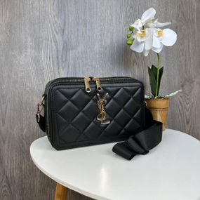 Сумка жіноча маленька через плече крос-боді стильна стьобана чорна (1260)