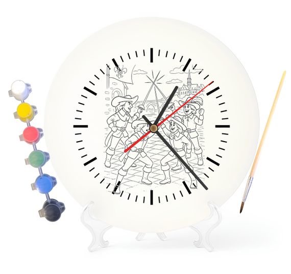 Детский набор для творчества часы-раскраска  Д’Артаньян и три мушкетёра (по мотивам книги Александра Дюма) 30 см (Г0002)