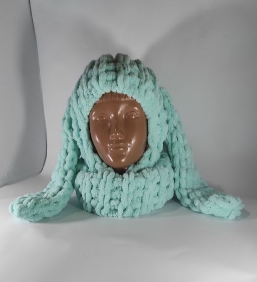 Балаклава колір 19 плюшева з вушками зайчика puffy | Зображення 7