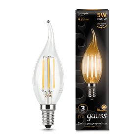 Лампа світлодіодна Gauss LED Filament Candle tailed E14 5W 2700K свічка на повітрі