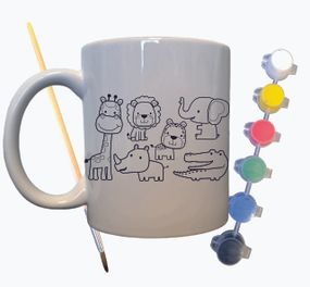 Набір для творчості кружка розмальовка "Веселі Звірятка" 330 мл біла