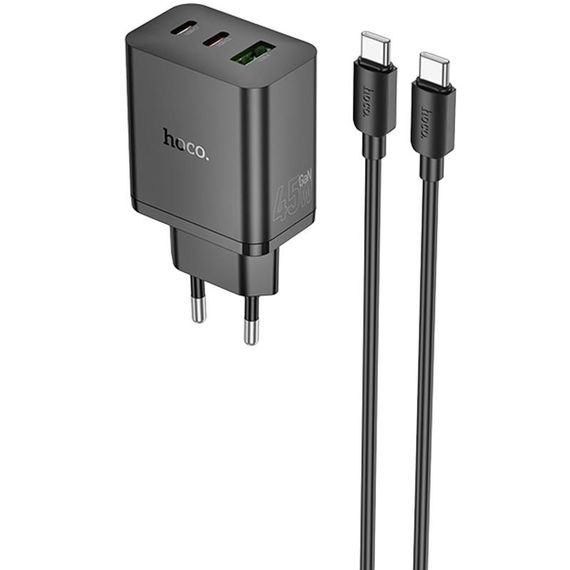 МЗП Hoco N50 Scenery PD45W (1USB-A/2C) + кабель Type-C to Type-C Black
