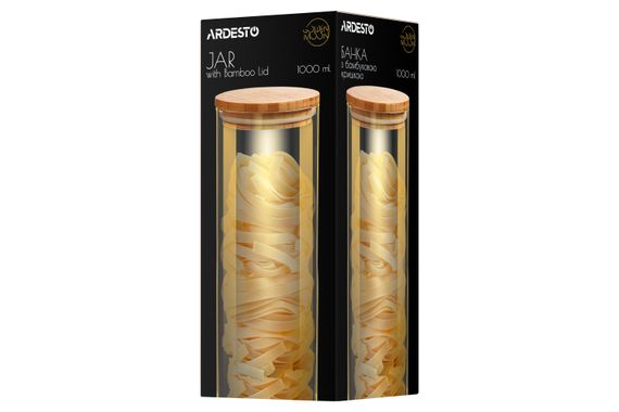 Банка для зберігання ARDESTO Golden Moon, 1000мл, скло, бамбук, кругла, золотистий (AR1310BLRG) | Зображення 4