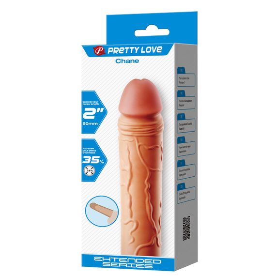 Насадка на член - Pretty Love Chane Penis Extender +2" Flesh Sex Aura | Зображення 7