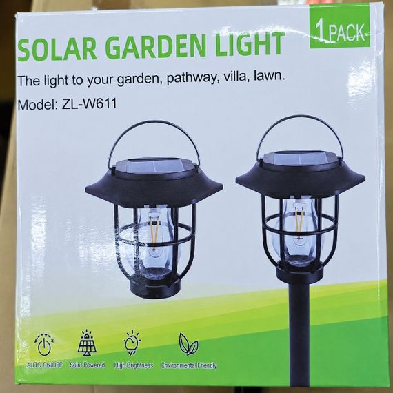 Сонячний садовий ліхтар Solar Garden Light ZL-W611 1шт для освітлення доріжок клумб газонів Чорний | Зображення 6