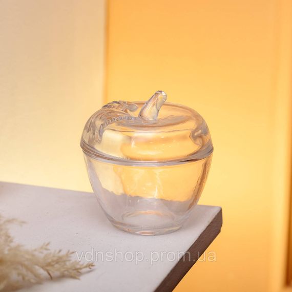 Цукерниця з кришкою Ø 9.5 см ваза цукерниця кругла скляна у формі яблука HP-4-101 | Зображення 3