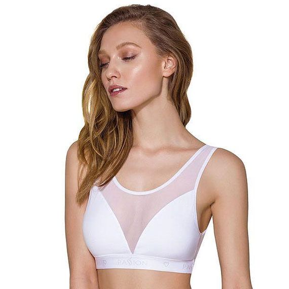 Топ з прозорою вставкою Passion PS002 TOP L, white Sex Aura