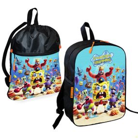 Школьный рюкзак детский Губка Боб + Сумка для обуви спортивной формы рюкзак-мешок  для мальчика (01686)