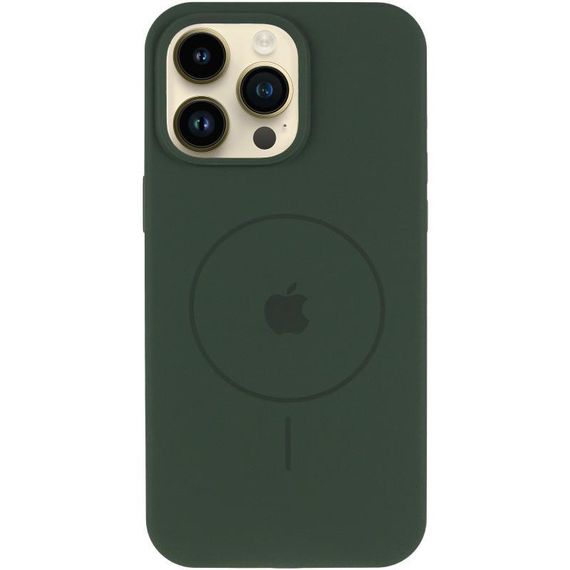 Чохол Silicone Case Full Protective (AA) V2 with MagSafe для Apple iPhone 14 Pro (6.1") Бежевий / Desert Gold Зелений / Cyprus Green | Зображення 1