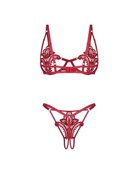 Комплект Obsessive Luise Sublim Red 2-pcs crotchless set L/XL Sex Aura | Зображення 6