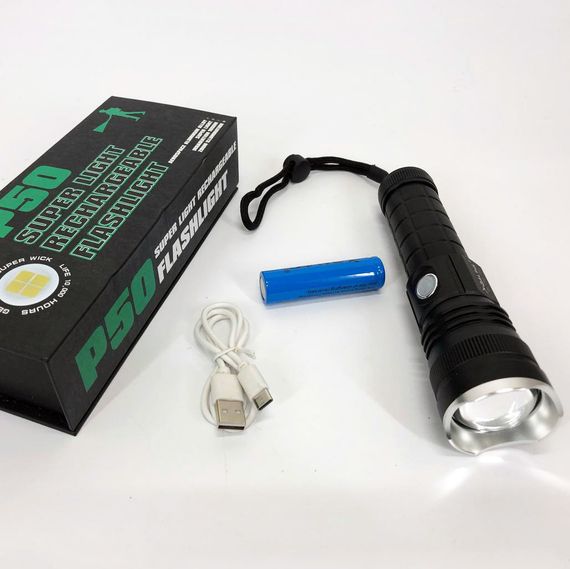 Карманный фонарь Bailong BL-P03-P50 с usb зарядкой | Мощный карманный фонарик | Мощный FW-314 ручной фонарик | Зображення 8