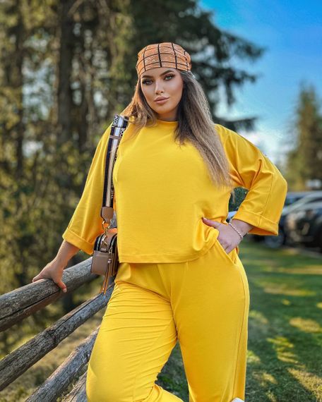 Жіночий прогулянковий костюм колір жовтий р.50/52 440978 | Зображення 3