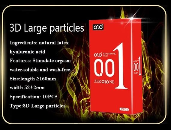 Ультратонкі текстуровані презервативи з гіалуроновою кислотою та зігрівальним ефектом OLO - ZER OLO NE RED 001, 10 шт sexstyle | Зображення 3