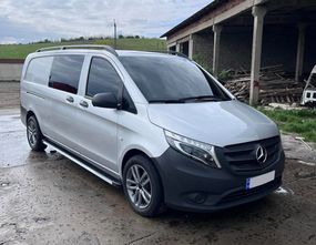 Боковые пороги Maya V1 (2 шт., алюминий) Длинная (ExtraLong) для Mercedes Vito / V W447 2014-2024 гг