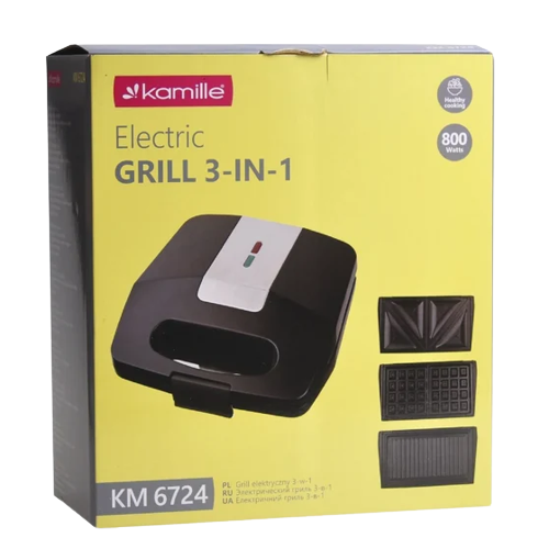Електричний гриль 800W 3в1 зі знімними пластинами 6724 KAMILLE | Зображення 5
