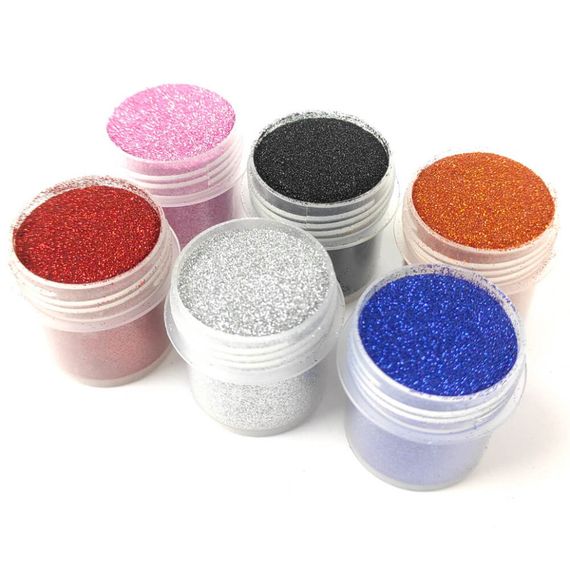 Набір гліттера для біо-тату «№1 Великий» glitter-set-big-6x-1, 6 кольорів по 12 мл | Зображення 1
