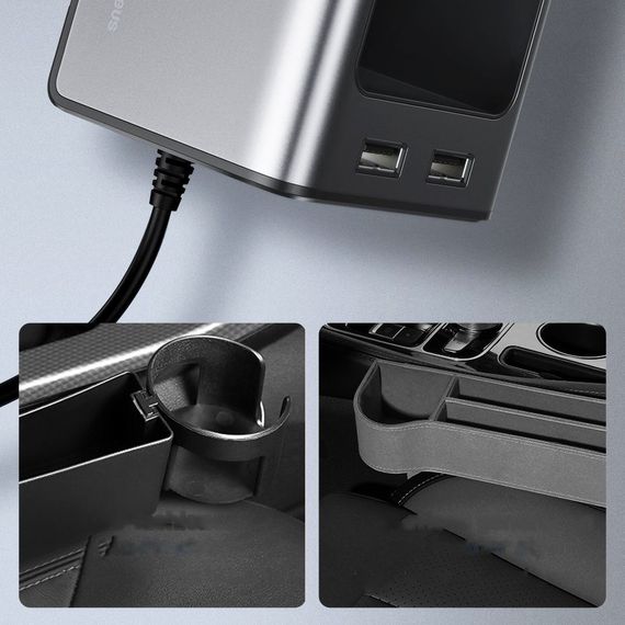 Автомобильный органайзер Baseus Deluxe Metal Armrest Console Organized CRCWH-A01 2 USB 5V/2A Черный | Зображення 3
