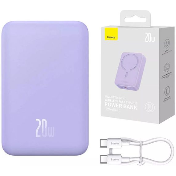 Портативний ЗП Power Bank Baseus Magnetic Mini OS 20W c БЗП 10000 mAh (PPCX110105) Purple | Зображення 3