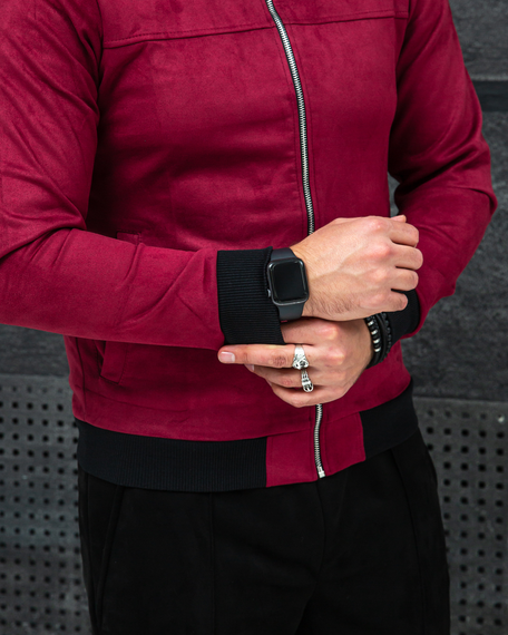 Бомбер замшевый бордо S XL | Зображення 6