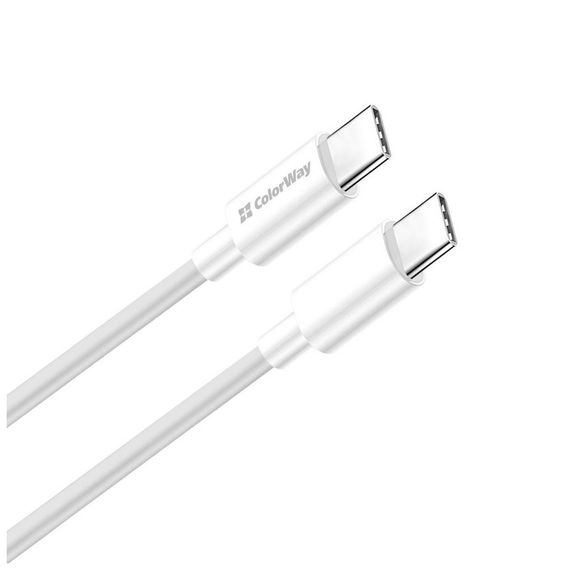 Дата кабель USB-C to USB-C 2.0m 3A 65W white ColorWay (CW-CBPDCC056-WT) | Зображення 2