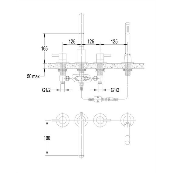 Змішувач для ванни Omnires Y black (Y1232BL) | Зображення 2