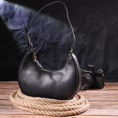 Сумка Vintage Жіноча хобо з натуральної гладкої шкіри Чорна (21288) | Зображення 2