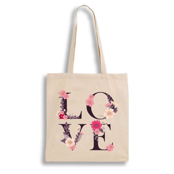 Екошопер Bookopt ВК4072 LOVE (квіти), бежевий | Зображення 1