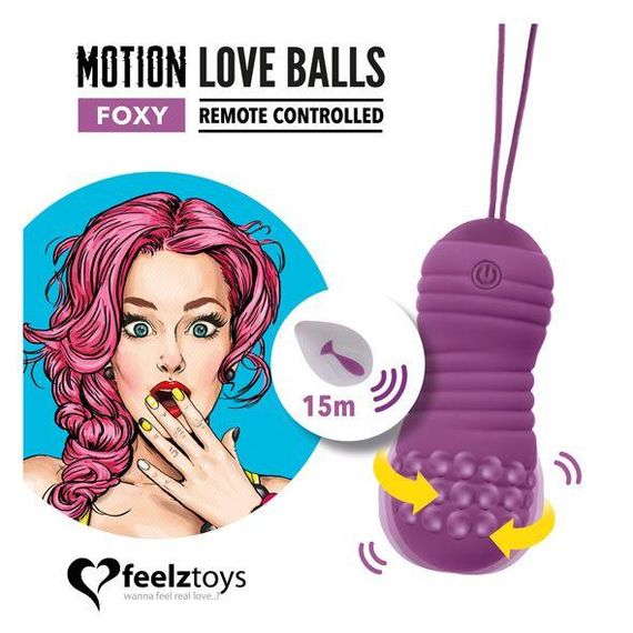 Вагінальні кульки з перлинним масажем FeelzToys Motion Love Balls Foxy з пультом ДК, 7 режимів sexstyle | Зображення 1