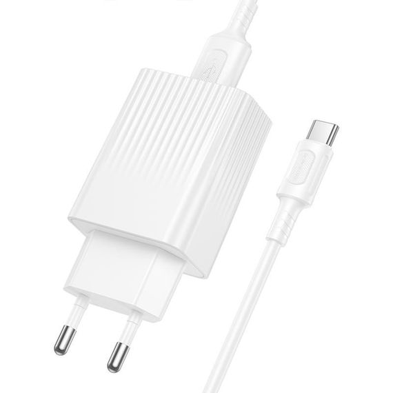 МЗП Borofone BAS72A Source QC3.0 (1USB-A) + кабель USB to Type-C White | Зображення 1
