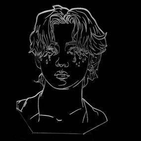 Акриловый светильник-ночник BTS Ким Тэхён "V" белый tty-n001042