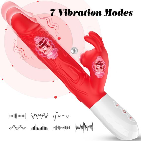 Вібратор B-Series Silicone Vibrator, силіконовий, 10 thrusting and7 Flapping Sex Aura