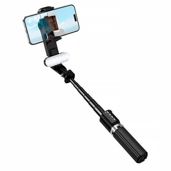 Монопод для селфи Hoco DYY06 трипод + съемный BT пульт + стабилизатор Black | Зображення 6