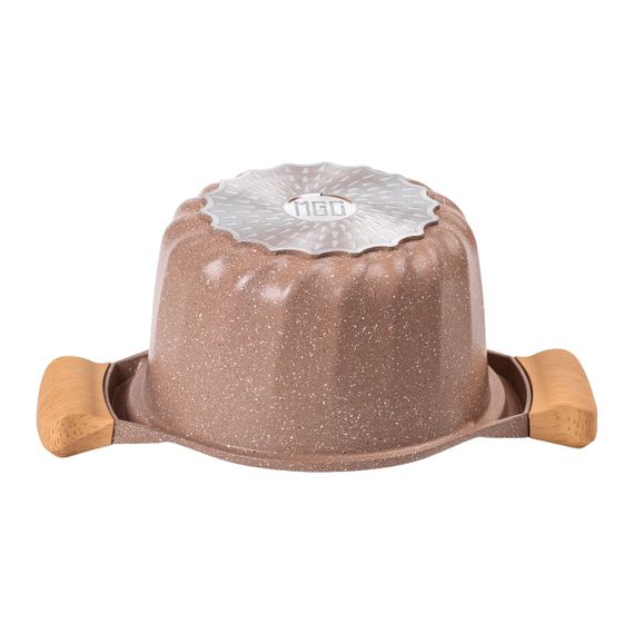 Алюминиевая кастрюля объемом 3 литра с крышкой Ø 20 см, мраморное антипригарное покрытие MGC кофейного цвета | Зображення 1