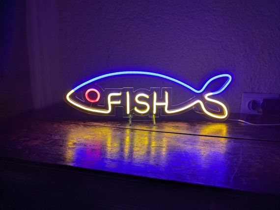 Неонова вивіска Fish 470х160 acr-n000040