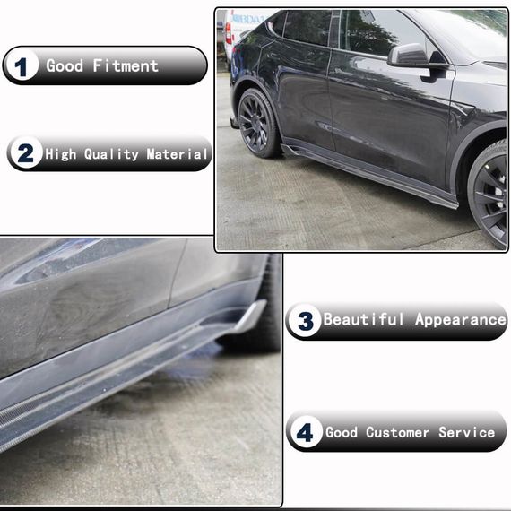 Накладки на пороги V1 (2020-2025, Карбон) для Tesla Model Y 2020- рр | Зображення 2