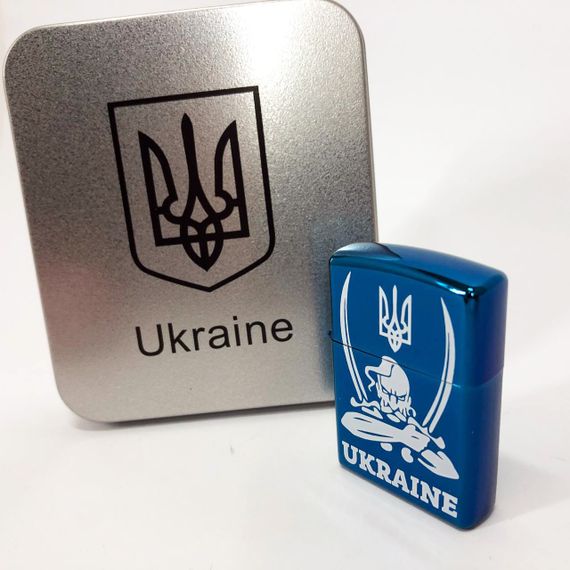 Дугова електроімпульсна запальничка USB Україна (металева коробка) HL-449. DG-606 Колір: синій | Зображення 7